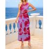 ZESICA Women’s 2026 Summer Floral Bodycon Midi Dress Sleeveless Crewneck Mesh Ruched Wedding Guest Party Long Dresses(Purple)