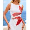 ZESICA Women’s 2026 Summer Floral Bodycon Midi Dress Sleeveless Crewneck Mesh Ruched Wedding Guest Party Long Dresses(White)