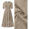 ZESICA Women’s 2026 Summer Short Puff Sleeve Crewneck Smocked Floral Lace Flowy A Line Tiered Maxi Dresses(Almond)