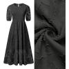 ZESICA Women’s 2026 Summer Short Puff Sleeve Crewneck Smocked Floral Lace Flowy A Line Tiered Maxi Dresses(Black)
