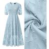 ZESICA Women’s 2026 Summer Short Puff Sleeve Crewneck Smocked Floral Lace Flowy A Line Tiered Maxi Dresses(Blue)