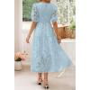 ZESICA Women’s 2026 Summer Short Puff Sleeve Crewneck Smocked Floral Lace Flowy A Line Tiered Maxi Dresses(Blue)