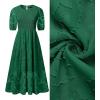 ZESICA Women’s 2026 Summer Short Puff Sleeve Crewneck Smocked Floral Lace Flowy A Line Tiered Maxi Dresses(Darkgreen)