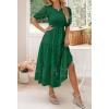 ZESICA Women’s 2026 Summer Short Puff Sleeve Crewneck Smocked Floral Lace Flowy A Line Tiered Maxi Dresses(Darkgreen)