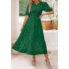 ZESICA Women’s 2026 Summer Short Puff Sleeve Crewneck Smocked Floral Lace Flowy A Line Tiered Maxi Dresses(Darkgreen)