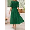 ZESICA Women’s 2026 Summer Short Puff Sleeve Crewneck Smocked Floral Lace Flowy A Line Tiered Maxi Dresses(Darkgreen)