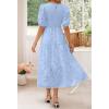 ZESICA Women’s 2026 Summer Short Puff Sleeve Crewneck Smocked Floral Lace Flowy A Line Tiered Maxi Dresses(Lightblue)