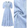 ZESICA Women’s 2026 Summer Short Puff Sleeve Crewneck Smocked Floral Lace Flowy A Line Tiered Maxi Dresses(Lightblue)