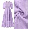 ZESICA Women’s 2026 Summer Short Puff Sleeve Crewneck Smocked Floral Lace Flowy A Line Tiered Maxi Dresses(Lightpurple)