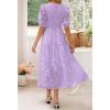 ZESICA Women’s 2026 Summer Short Puff Sleeve Crewneck Smocked Floral Lace Flowy A Line Tiered Maxi Dresses(Lightpurple)