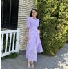 ZESICA Women’s 2026 Summer Short Puff Sleeve Crewneck Smocked Floral Lace Flowy A Line Tiered Maxi Dresses(Lightpurple)