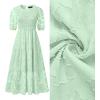 ZESICA Women’s 2026 Summer Short Puff Sleeve Crewneck Smocked Floral Lace Flowy A Line Tiered Maxi Dresses(Mint)