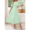 ZESICA Women’s 2026 Summer Short Puff Sleeve Crewneck Smocked Floral Lace Flowy A Line Tiered Maxi Dresses(Mint)