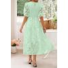 ZESICA Women’s 2026 Summer Short Puff Sleeve Crewneck Smocked Floral Lace Flowy A Line Tiered Maxi Dresses(Mint)