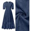 ZESICA Women’s 2026 Summer Short Puff Sleeve Crewneck Smocked Floral Lace Flowy A Line Tiered Maxi Dresses(Navy)