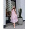 ZESICA Women’s 2026 Summer Short Puff Sleeve Crewneck Smocked Floral Lace Flowy A Line Tiered Maxi Dresses(Pink)