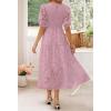 ZESICA Women’s 2026 Summer Short Puff Sleeve Crewneck Smocked Floral Lace Flowy A Line Tiered Maxi Dresses(Purple)