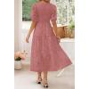 ZESICA Women’s 2026 Summer Short Puff Sleeve Crewneck Smocked Floral Lace Flowy A Line Tiered Maxi Dresses(Tearose)