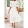 ZESICA Women’s 2026 Summer Short Puff Sleeve Crewneck Smocked Floral Lace Flowy A Line Tiered Maxi Dresses(White)