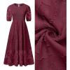 ZESICA Women’s 2026 Summer Short Puff Sleeve Crewneck Smocked Floral Lace Flowy A Line Tiered Maxi Dresses(Wine)