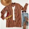 ZESICA Women’s Cardigan Sweaters 2026 Fall Button Down Open Front Cable Knit Casual Trendy Winter Clothing Outerwear(Brown)