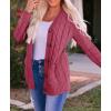 ZESICA Women’s Cardigan Sweaters 2026 Fall Button Down Open Front Cable Knit Casual Trendy Winter Clothing Outerwear(Maroon)