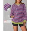 ZESICA Womens Casual Striped Pullover Tops Long Sleeve Shirts Crewneck Oversized Sweatshirts Spring Clothes(Rose)