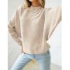 ZESICA Women’s Fall 2026 Turtleneck Batwing Long Sleeve Ribbed Knit Casual Soft Pullover Sweater Jumper Top(Apricot)