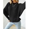 ZESICA Women’s Fall 2026 Turtleneck Batwing Long Sleeve Ribbed Knit Casual Soft Pullover Sweater Jumper Top(Black)