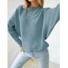 ZESICA Women’s Fall 2026 Turtleneck Batwing Long Sleeve Ribbed Knit Casual Soft Pullover Sweater Jumper Top(Blue)