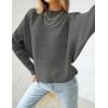 ZESICA Women’s Fall 2026 Turtleneck Batwing Long Sleeve Ribbed Knit Casual Soft Pullover Sweater Jumper Top(Darkgrey)