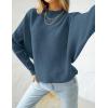 ZESICA Women’s Fall 2026 Turtleneck Batwing Long Sleeve Ribbed Knit Casual Soft Pullover Sweater Jumper Top(Dustyblue)