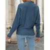ZESICA Women’s Fall 2026 Turtleneck Batwing Long Sleeve Ribbed Knit Casual Soft Pullover Sweater Jumper Top(Dustyblue)