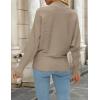ZESICA Women’s Fall 2026 Turtleneck Batwing Long Sleeve Ribbed Knit Casual Soft Pullover Sweater Jumper Top(Khaki)