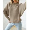 ZESICA Women’s Fall 2026 Turtleneck Batwing Long Sleeve Ribbed Knit Casual Soft Pullover Sweater Jumper Top(Khaki)