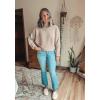 ZESICA Women’s Fall 2026 Turtleneck Batwing Long Sleeve Ribbed Knit Casual Soft Pullover Sweater Jumper Top(Khaki)