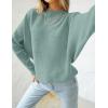 ZESICA Women’s Fall 2026 Turtleneck Batwing Long Sleeve Ribbed Knit Casual Soft Pullover Sweater Jumper Top(Lake)