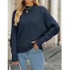 ZESICA Women’s Fall 2026 Turtleneck Batwing Long Sleeve Ribbed Knit Casual Soft Pullover Sweater Jumper Top(Navy)