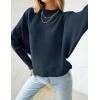 ZESICA Women’s Fall 2026 Turtleneck Batwing Long Sleeve Ribbed Knit Casual Soft Pullover Sweater Jumper Top(Navy)