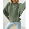 ZESICA Women’s Fall 2026 Turtleneck Batwing Long Sleeve Ribbed Knit Casual Soft Pullover Sweater Jumper Top(Olive)