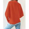 ZESICA Women’s Fall 2026 Turtleneck Batwing Long Sleeve Ribbed Knit Casual Soft Pullover Sweater Jumper Top(Orange)