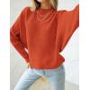 ZESICA Women’s Fall 2026 Turtleneck Batwing Long Sleeve Ribbed Knit Casual Soft Pullover Sweater Jumper Top(Orange)
