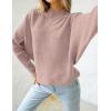 ZESICA Women’s Fall 2026 Turtleneck Batwing Long Sleeve Ribbed Knit Casual Soft Pullover Sweater Jumper Top(Pink)