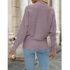 ZESICA Women’s Fall 2026 Turtleneck Batwing Long Sleeve Ribbed Knit Casual Soft Pullover Sweater Jumper Top(Purple)