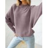 ZESICA Women’s Fall 2026 Turtleneck Batwing Long Sleeve Ribbed Knit Casual Soft Pullover Sweater Jumper Top(Purple)