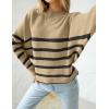 ZESICA Women’s Fall 2026 Turtleneck Batwing Long Sleeve Ribbed Knit Casual Soft Pullover Sweater Jumper Top(Tan)