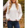 ZESICA Women’s Fall 2026 Turtleneck Batwing Long Sleeve Ribbed Knit Casual Soft Pullover Sweater Jumper Top(White)