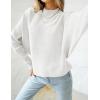 ZESICA Women’s Fall 2026 Turtleneck Batwing Long Sleeve Ribbed Knit Casual Soft Pullover Sweater Jumper Top(White)