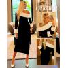 ZESICA Womens Off The Shoulder Faux Fur Sweater Dress 2026 Spring Winter Formal Long Sleeve Bodycon Maxi Cocktail Dresses(Black)