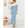 ZESICA Womens Off The Shoulder Faux Fur Sweater Dress 2026 Spring Winter Formal Long Sleeve Bodycon Maxi Cocktail Dresses(Blue)